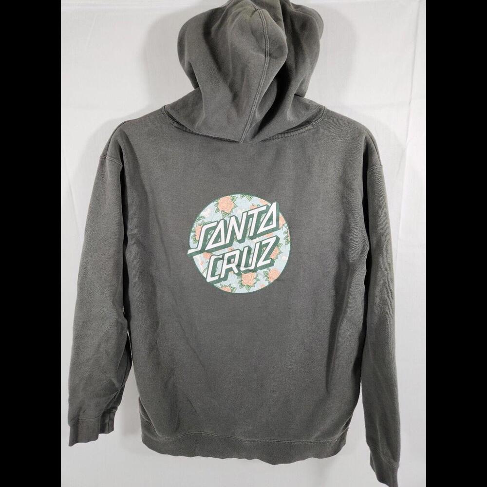 Santa Cruz Skateboards Gray Hoodie Rose Design Sz XL